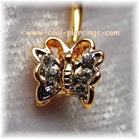 6Y PIERCING Banane AUGENBRAUE INTIM V.GOLD BUTTERFLY Schmetterling 